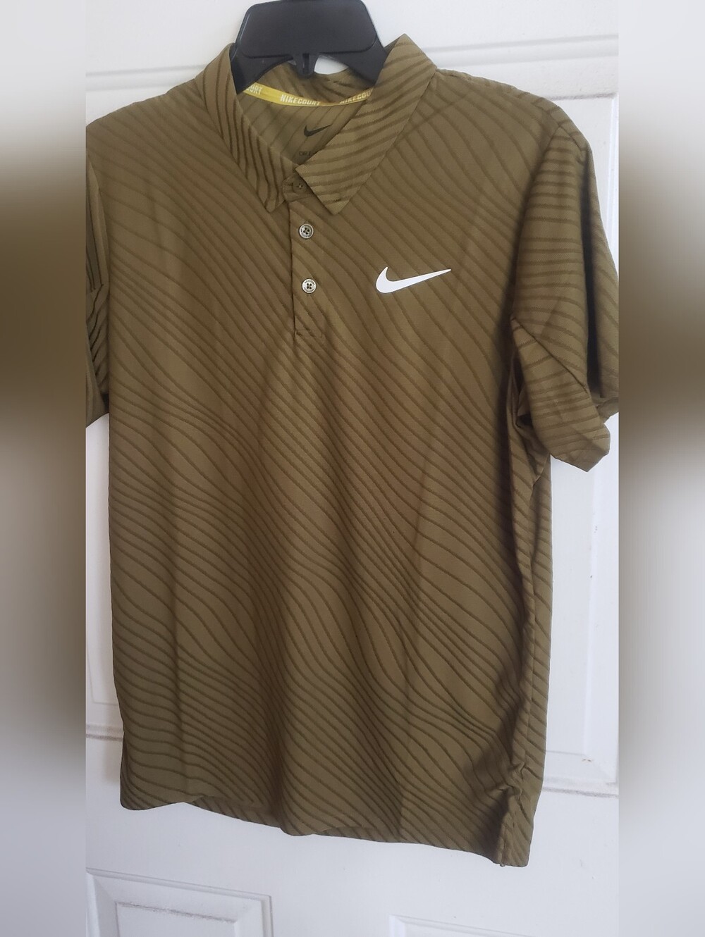 Nikecourt Advantage Slam Olive Green Diagonal Stripe Tennis Polo